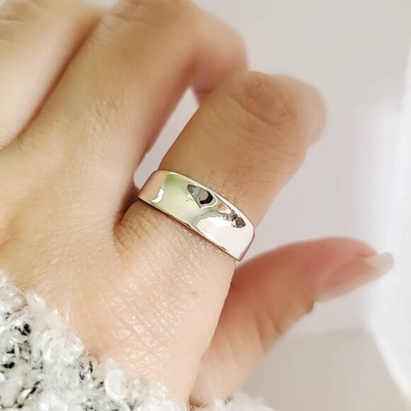Small Concave Ring, Sterling Silver Concave Ring - 925 Stamped, Boho Chic, - Picture 9 of 9